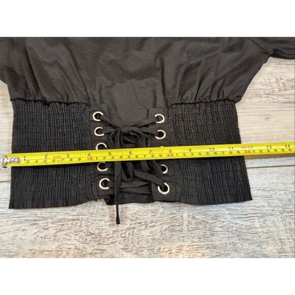 Grievergate Black Gothic Lace Up Corset Blouse Size M - Picture 6 of 10